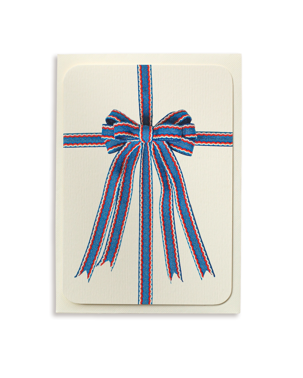 Blue, Red & White Bow Greeting Card