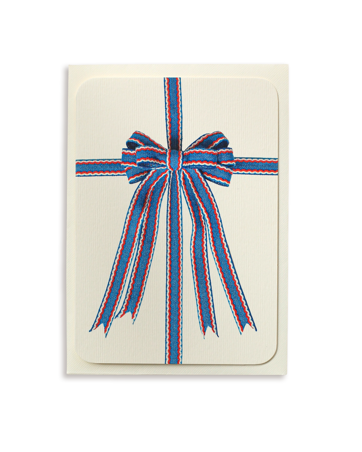 Blue, Red & White Bow Greeting Card