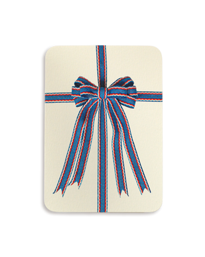 Blue, Red & White Bow Greeting Card