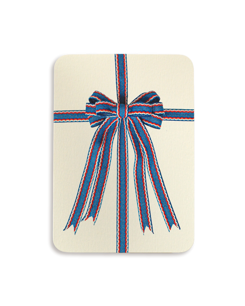 Blue, Red & White Bow Greeting Card