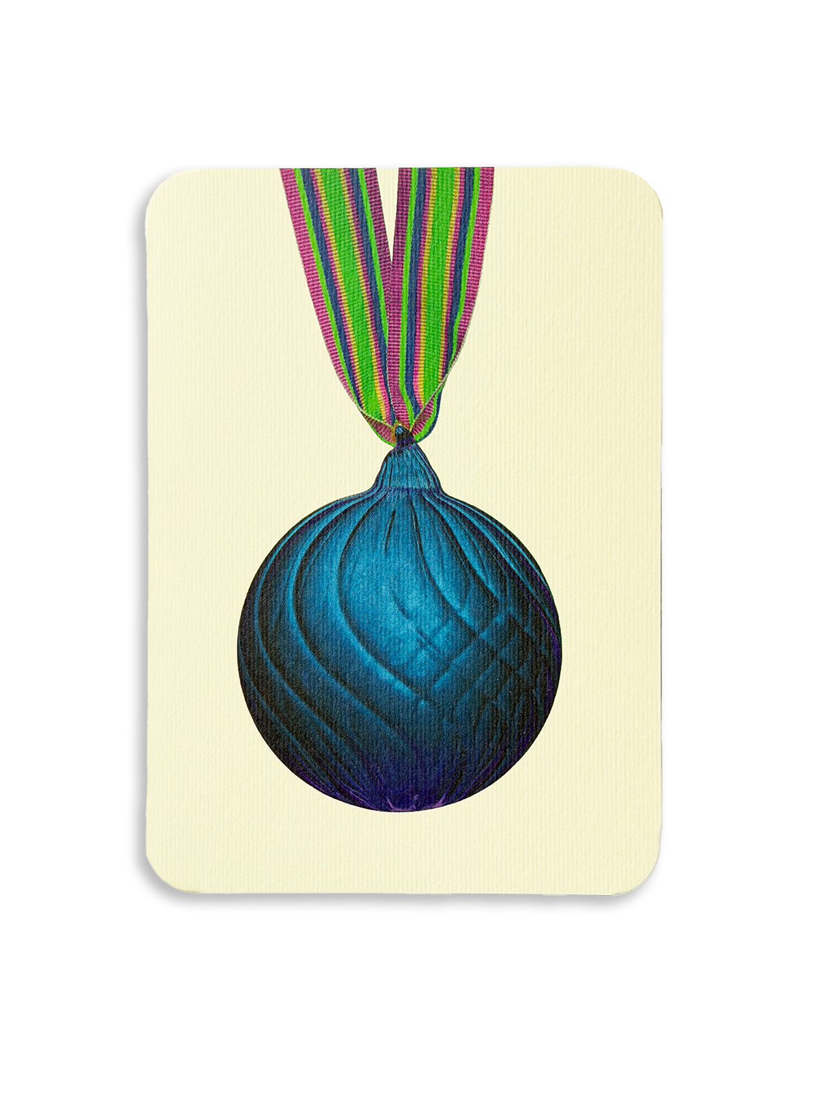 Christmas Baubles Greeting Card Marine Blue
