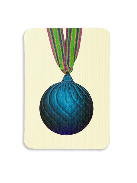 Christmas Baubles Greeting Card Marine Blue