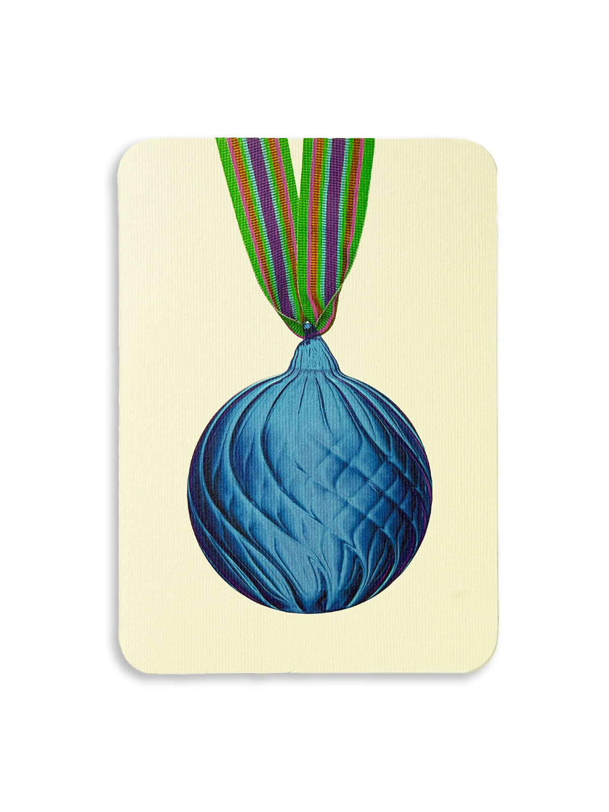 Christmas Baubles Greeting Card Sky Blue