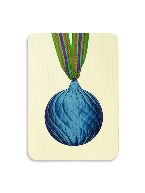 Christmas Baubles Greeting Card Sky Blue