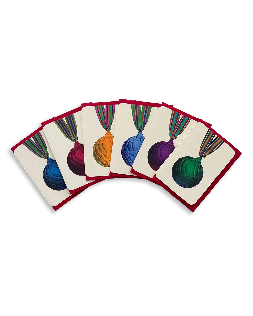 Christmas Baubles Mixed Set of 6 Greeting Cards