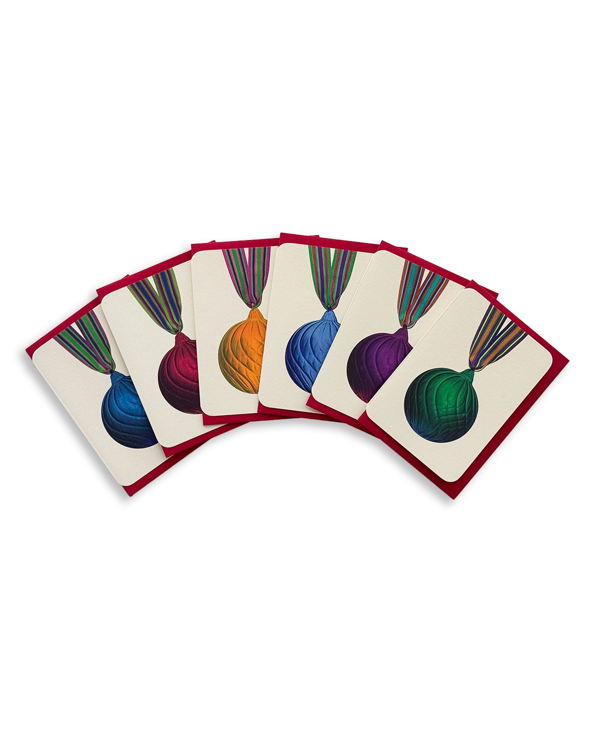 Christmas Baubles Mixed Set of 6 Greeting Cards