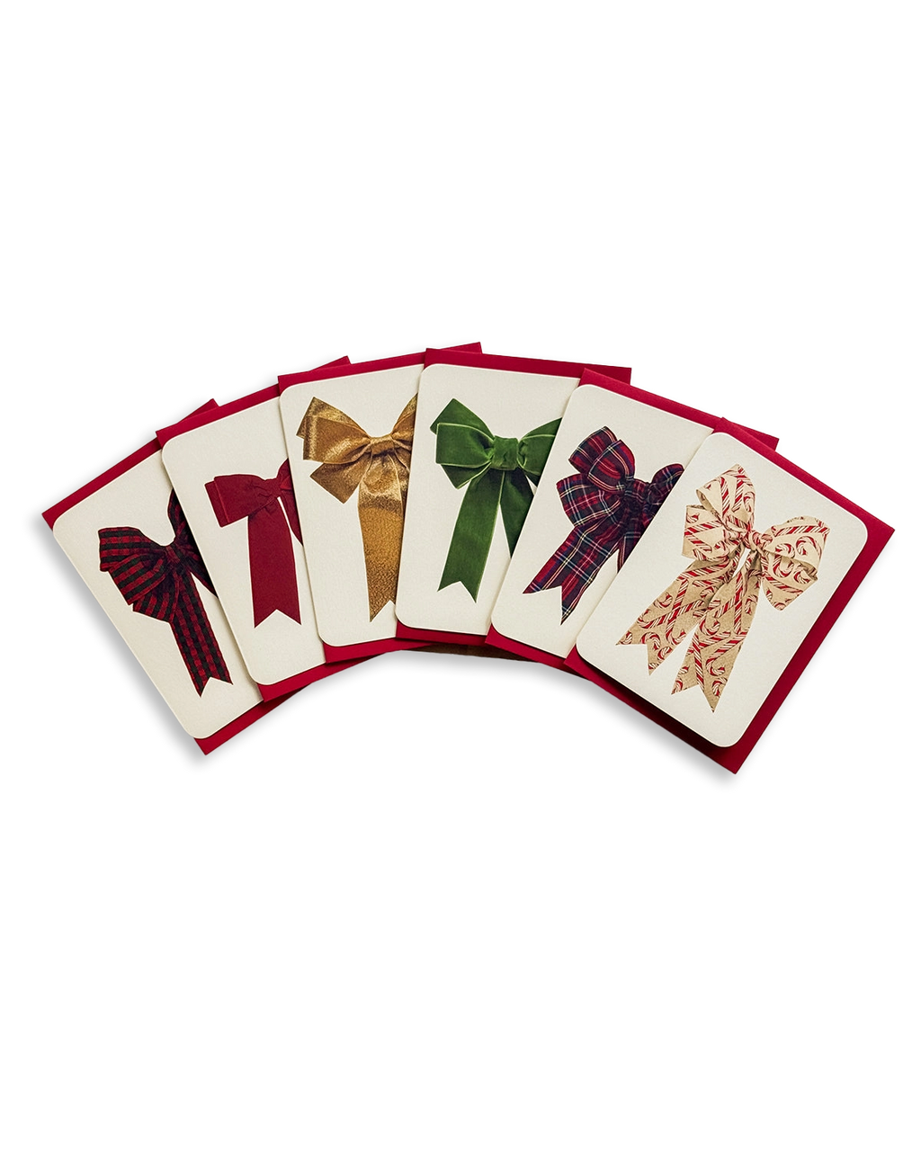 Christmas Bows Mixed Set of 6 Greeting Cards