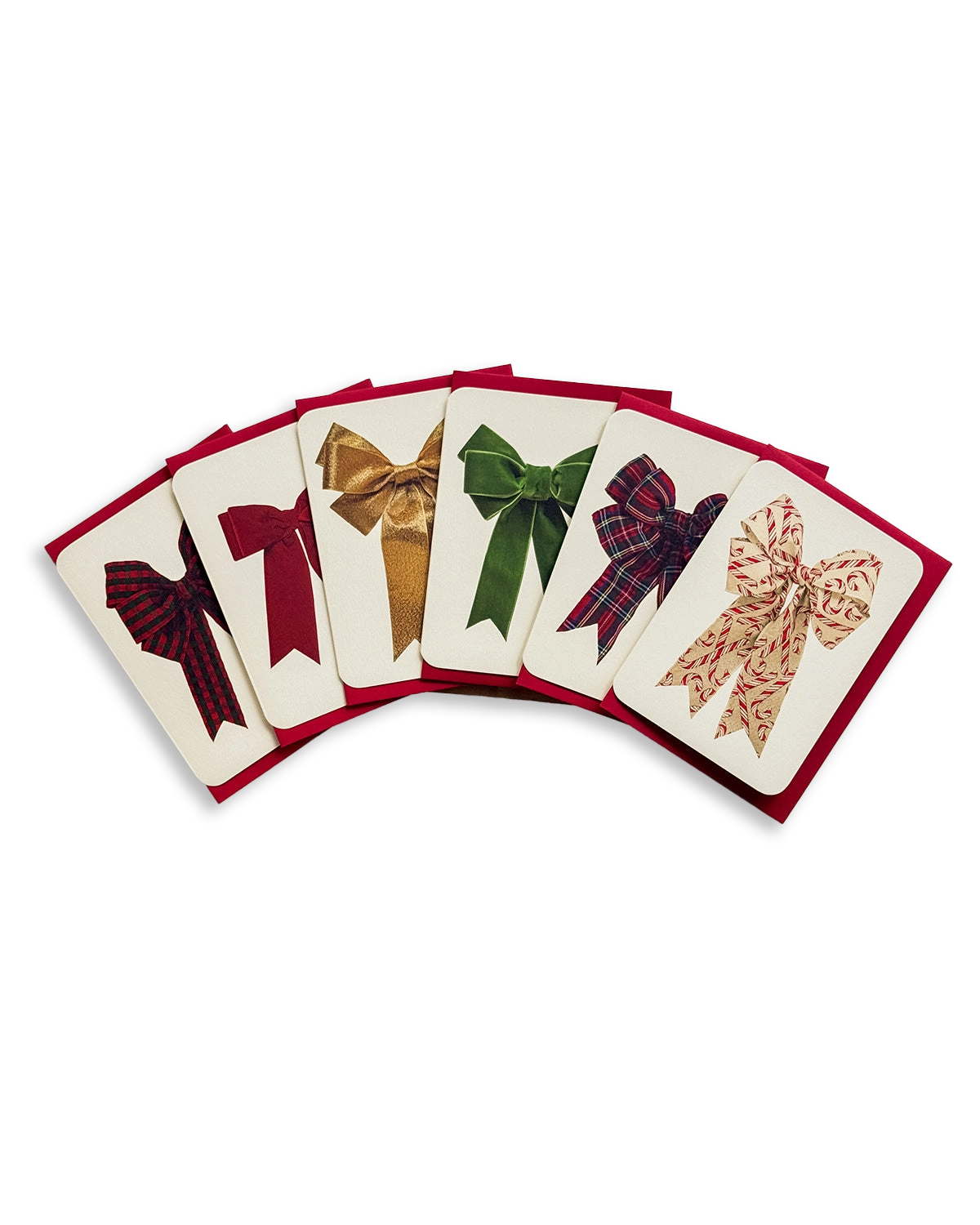 Christmas Bows Mixed Set of 6 Greeting Cards