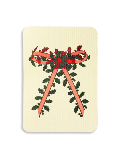 Christmas Holly Bow II Greeting Card