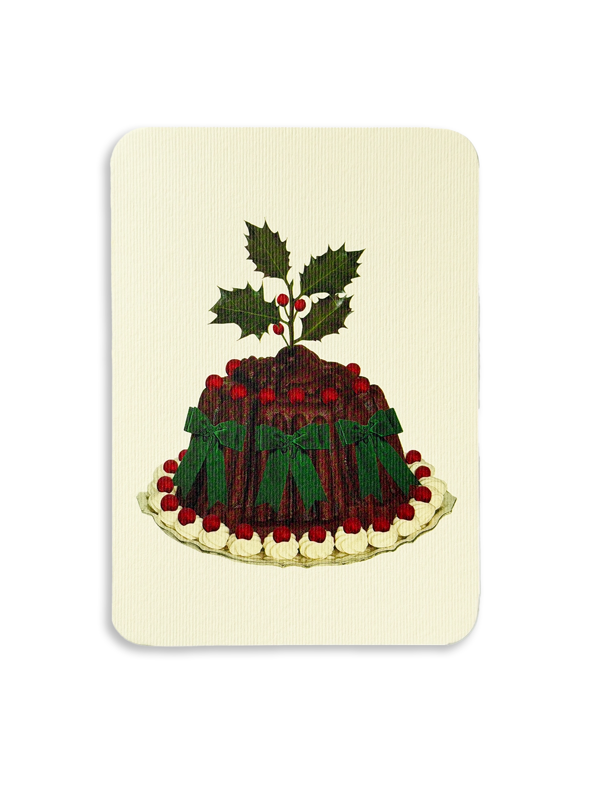 Christmas Plum Pudding Green Bows Greeting Card