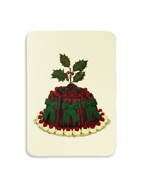 Christmas Plum Pudding Green Bows Greeting Card