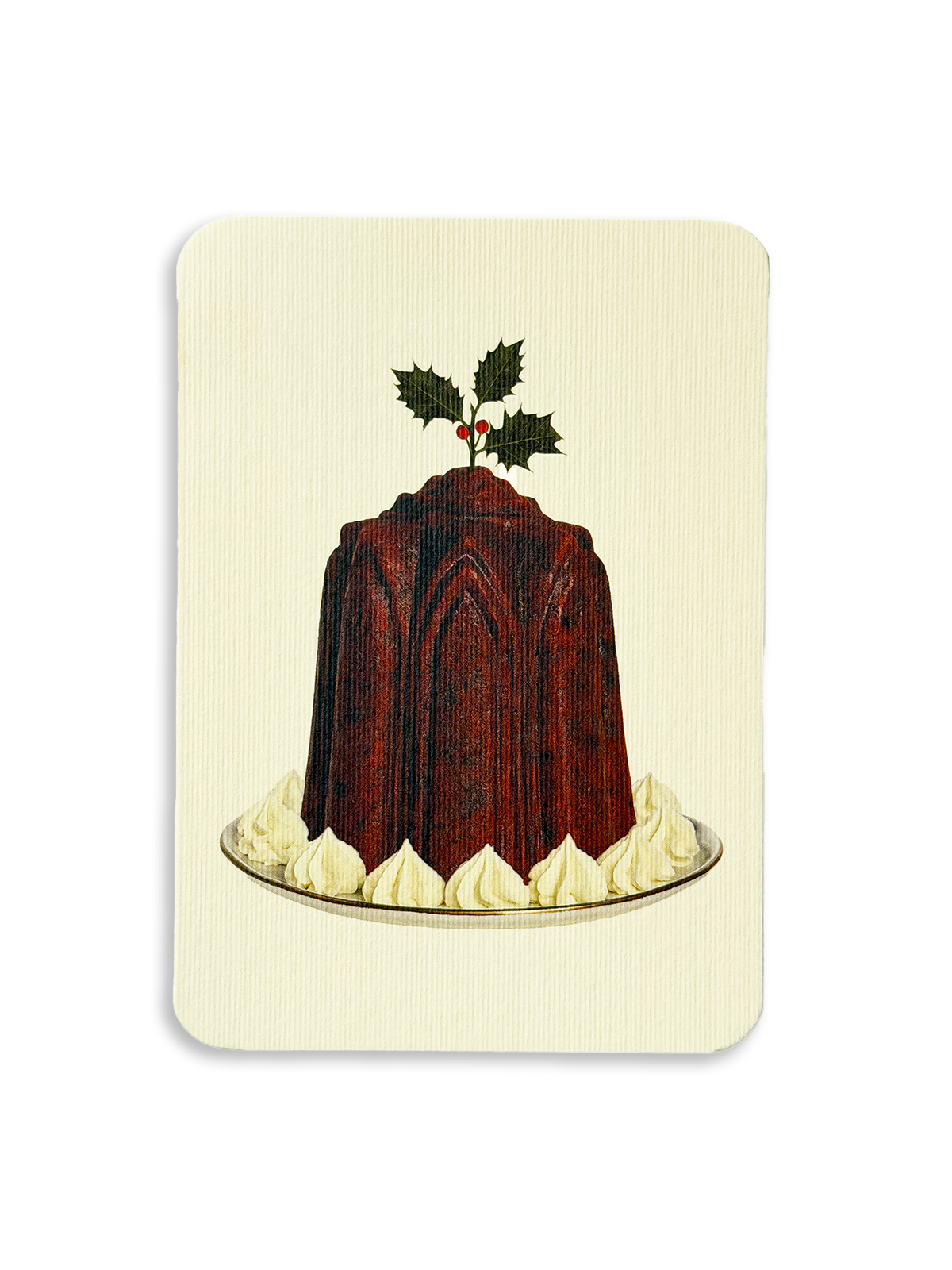 Christmas Plum Pudding Holly Greeting Card