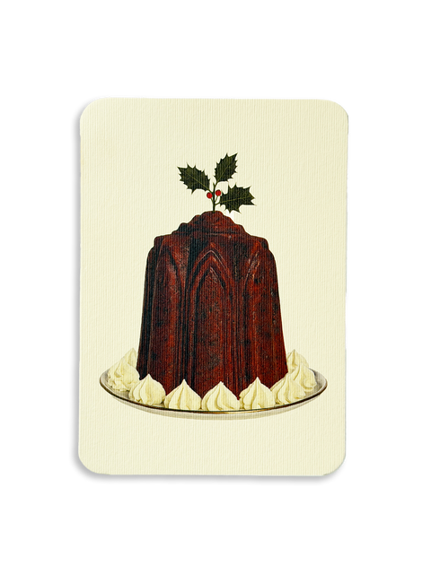 Christmas Plum Pudding Holly Greeting Card