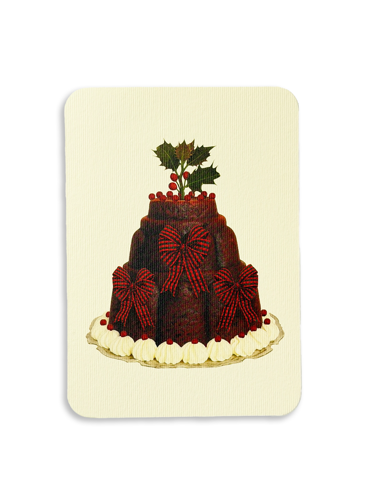 Christmas Plum Pudding Three Bows Greeting Card