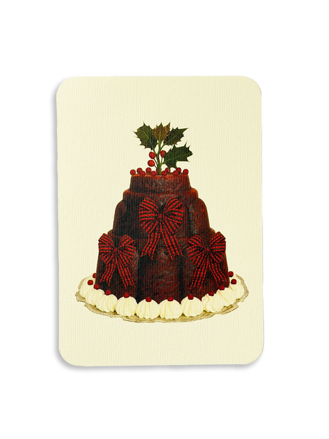 Christmas Plum Pudding Three Bows Greeting Card