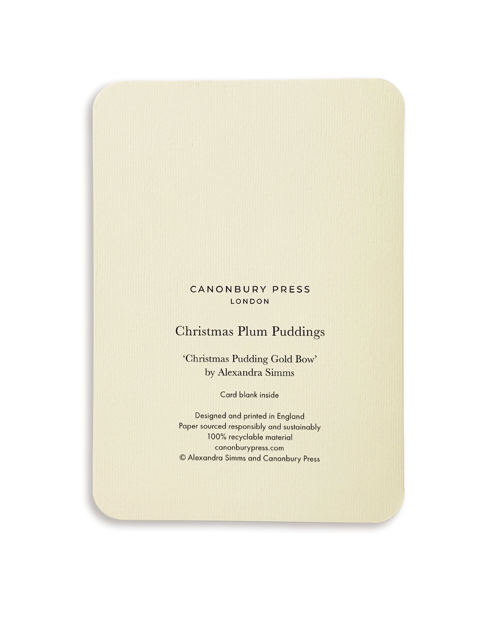 Christmas Plum Pudding Gold Bow Greeting Card