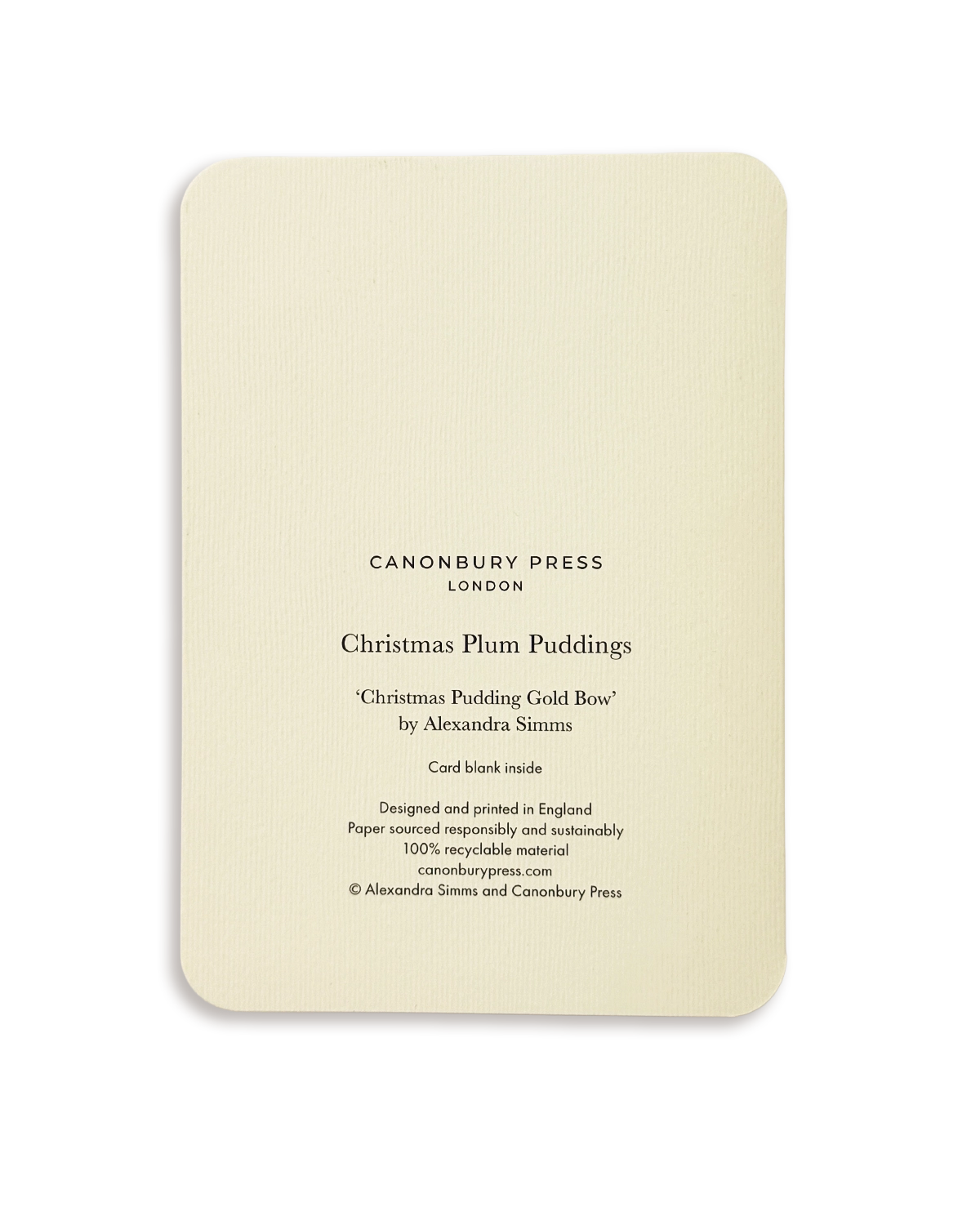 Christmas Plum Pudding Gold Bow Greeting Card