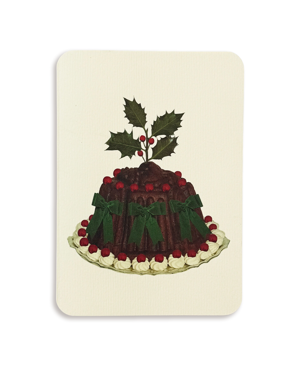 Christmas Plum Pudding Green Bows Greeting Card