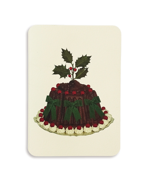 Christmas Plum Pudding Green Bows Greeting Card
