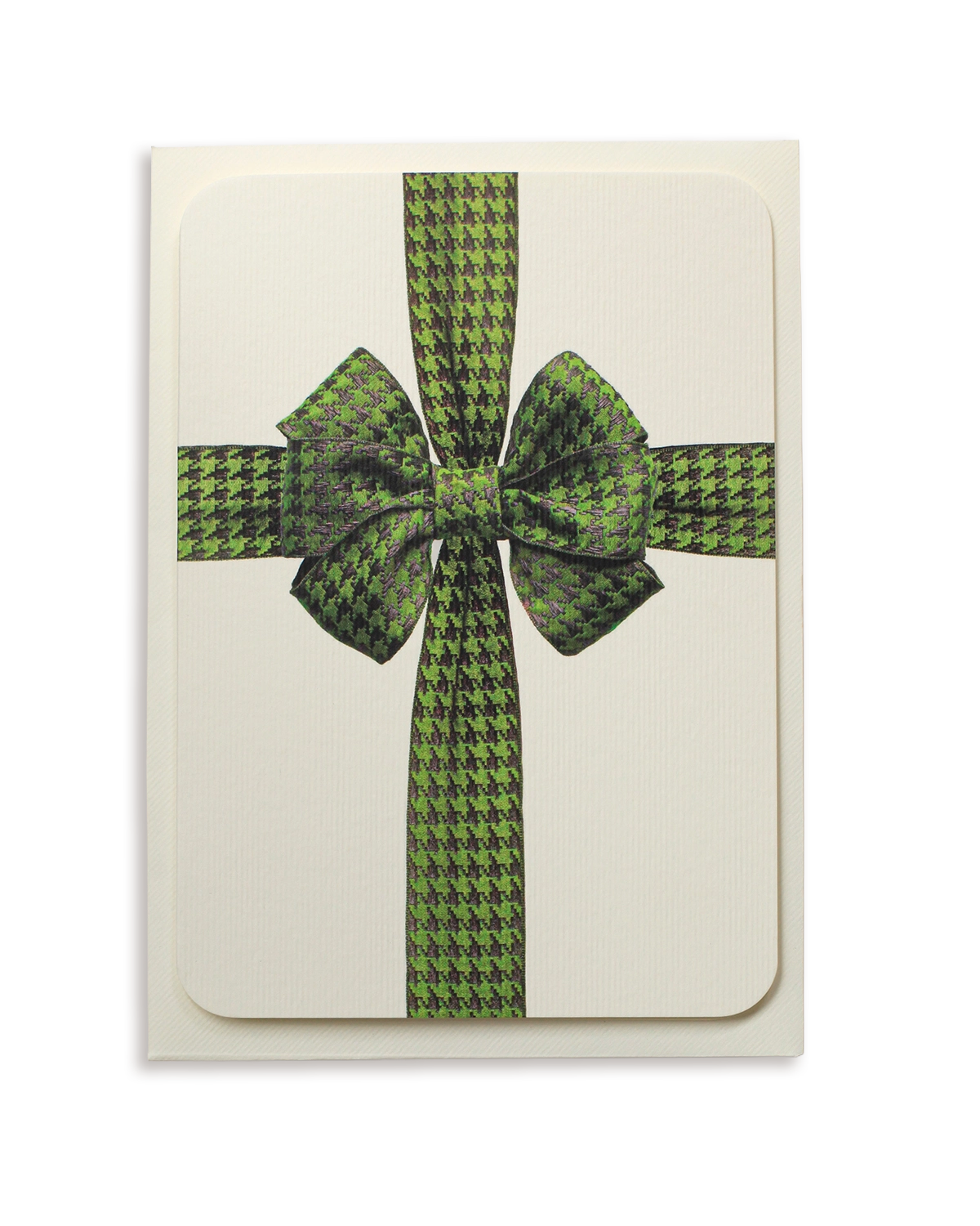 Green Houndstooth Bow  Greeting Card