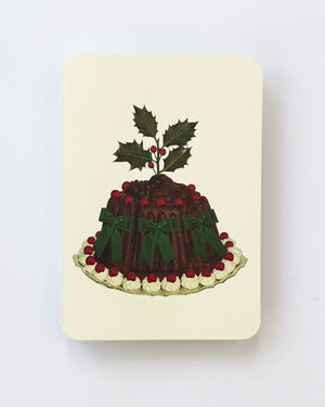 Christmas Plum Pudding Green Bows Greeting Card
