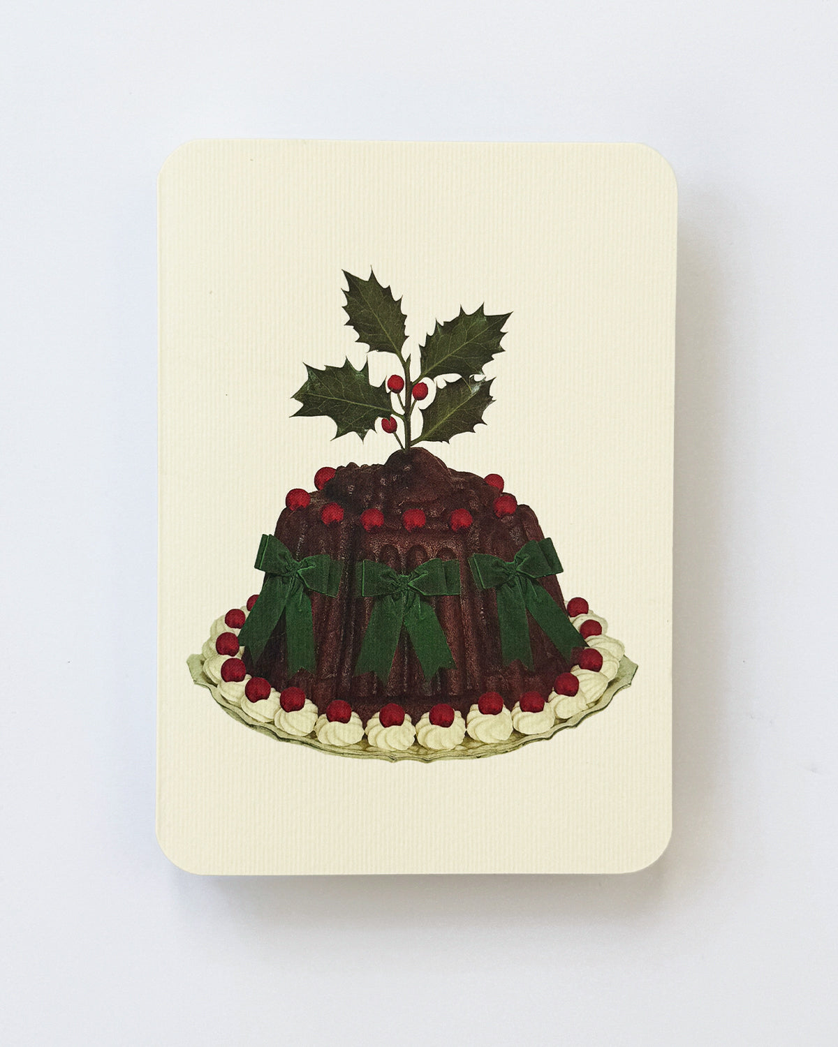 Christmas Plum Pudding Green Bows Greeting Card