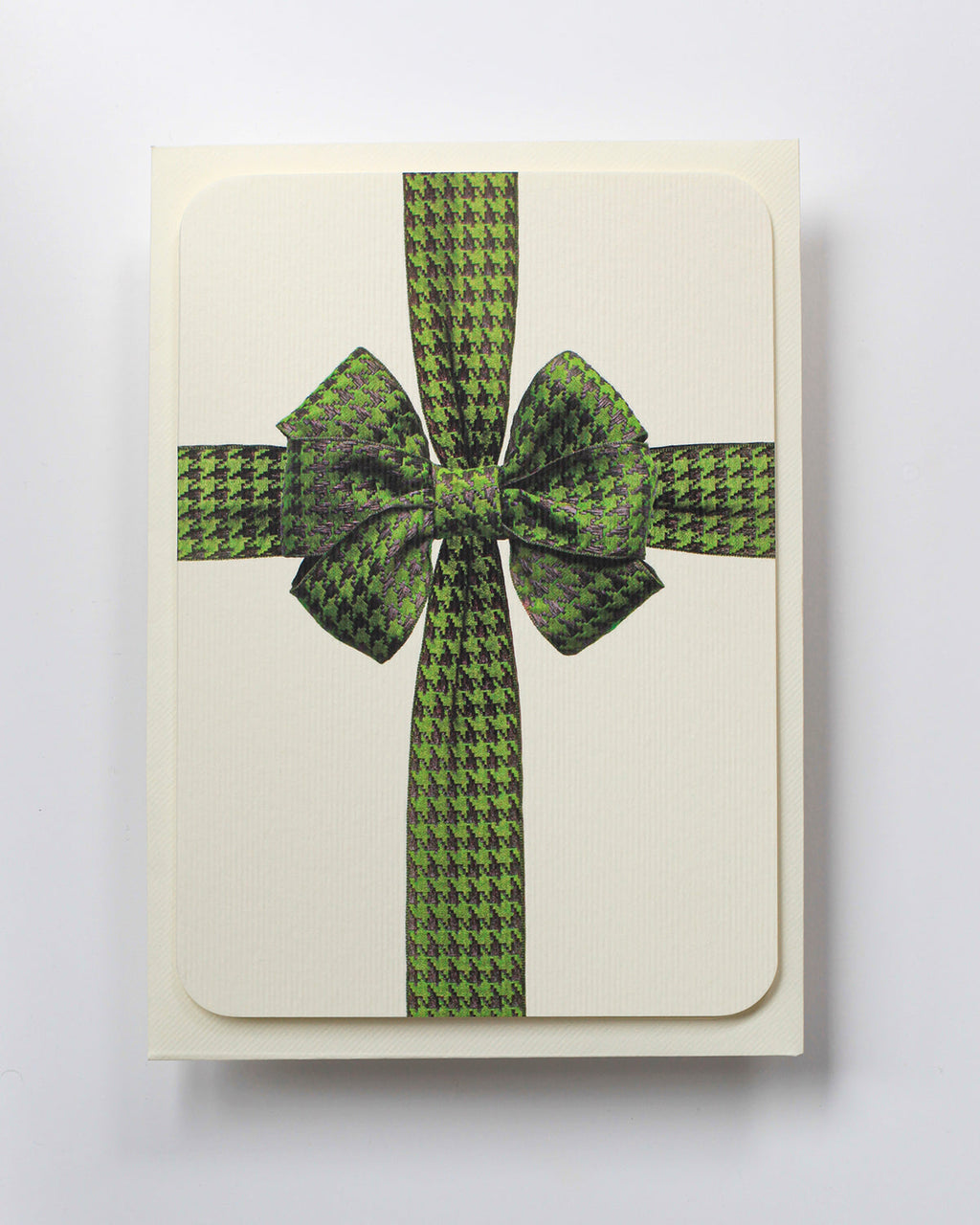 Green Houndstooth Bow  Greeting Card