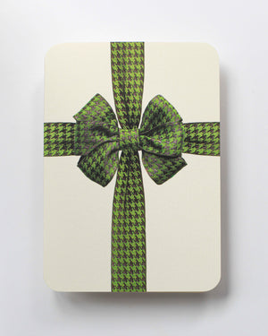 Green Houndstooth Bow  Greeting Card