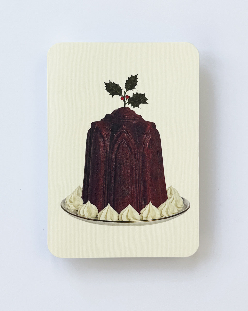 Christmas Plum Pudding Holly Greeting Card