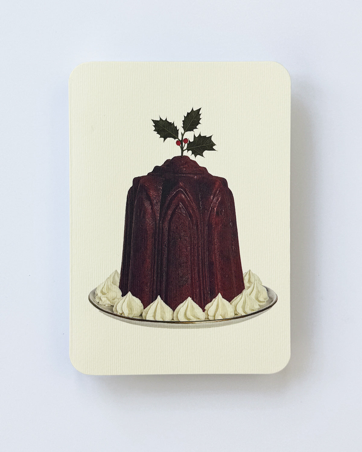 Christmas Plum Pudding Holly Greeting Card