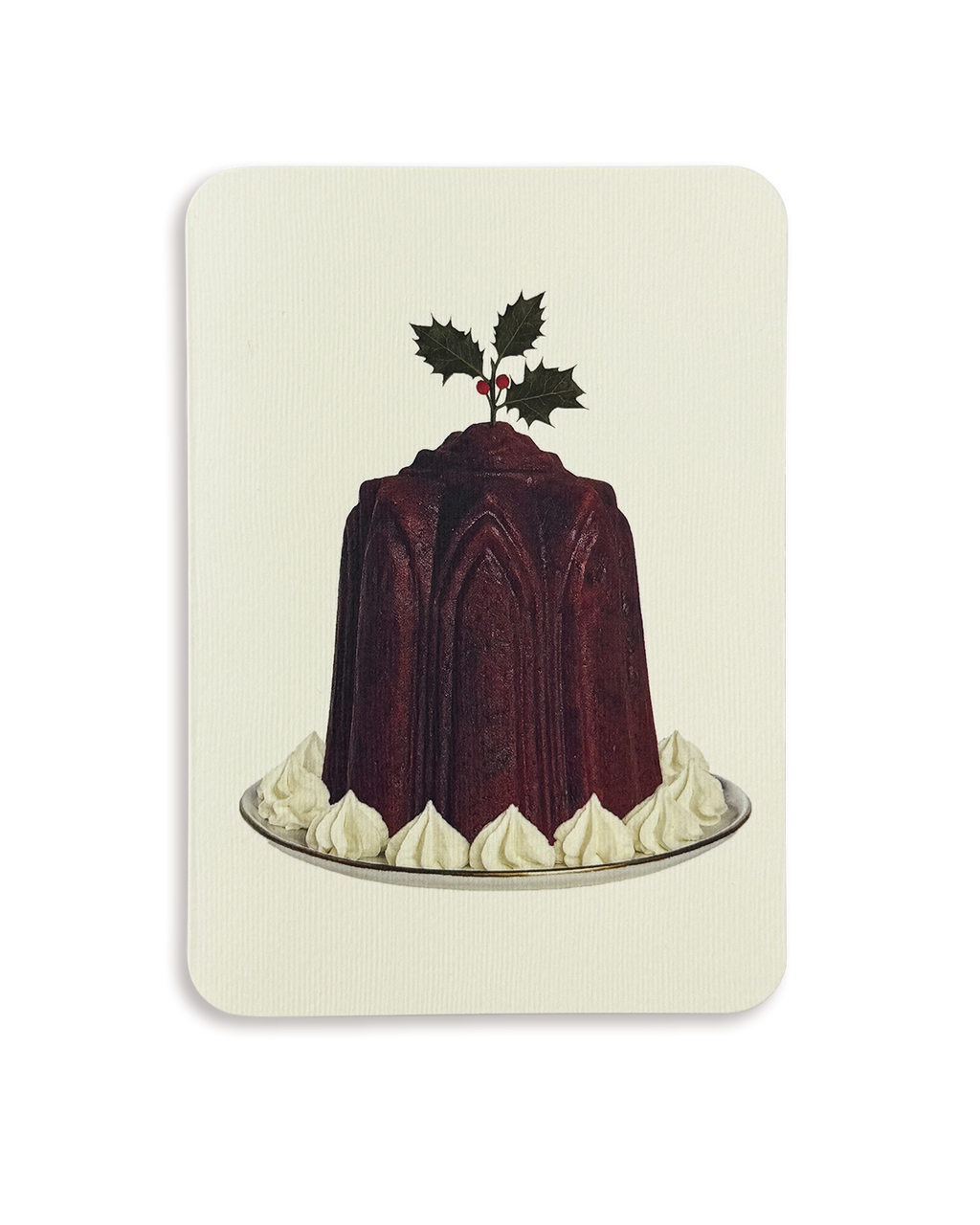 Christmas Plum Pudding Holly Greeting Card