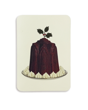 Christmas Plum Pudding Holly Greeting Card