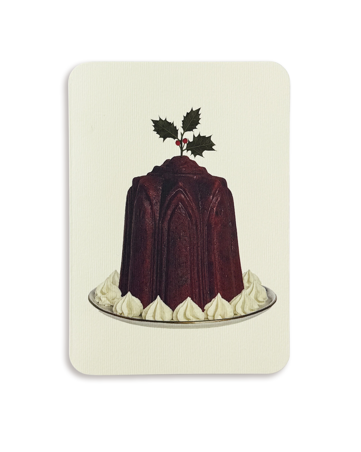 Christmas Plum Pudding Holly Greeting Card