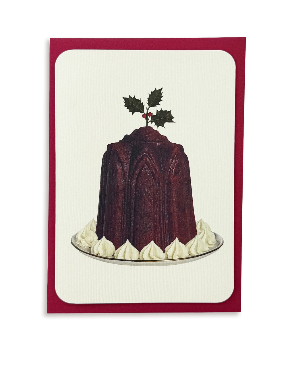 Christmas Plum Pudding Holly Greeting Card