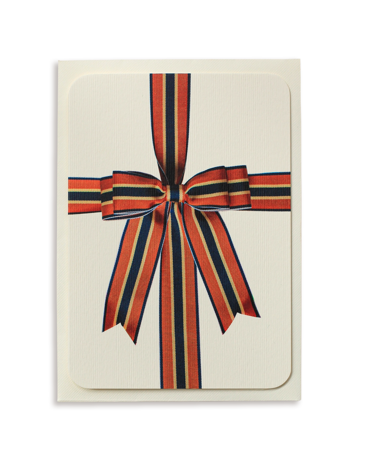 Orange, Blue & Cream Bow Greeting Card