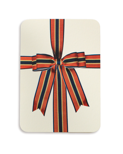 Orange, Blue & Cream Bow Greeting Card
