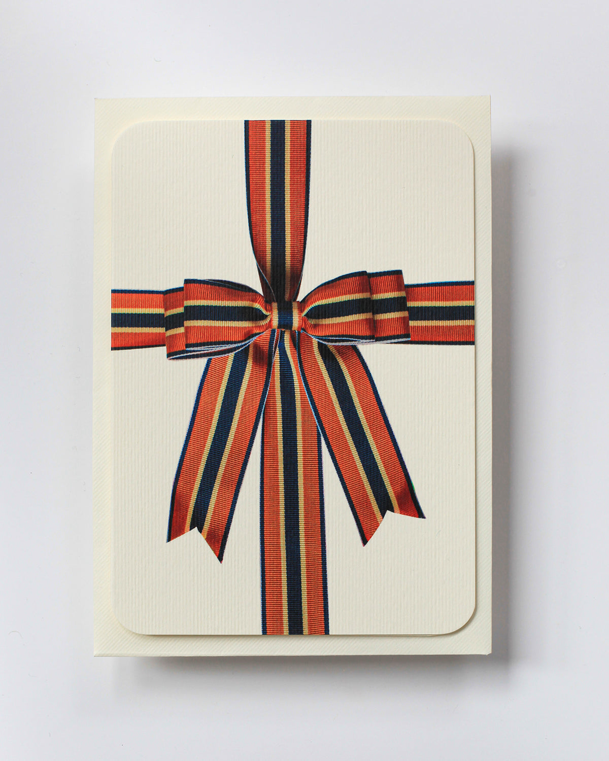 Orange, Blue & Cream Bow Greeting Card