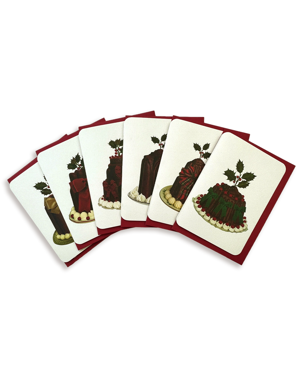 Christmas Plum Puddings Mixed Set of 6 Greeting Cards