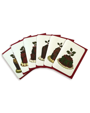 Christmas Plum Puddings Mixed Set of 6 Greeting Cards