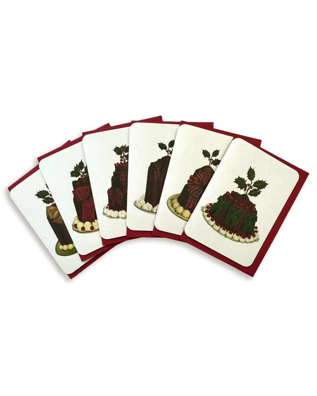 Christmas Plum Puddings Mixed Set of 6 Greeting Cards