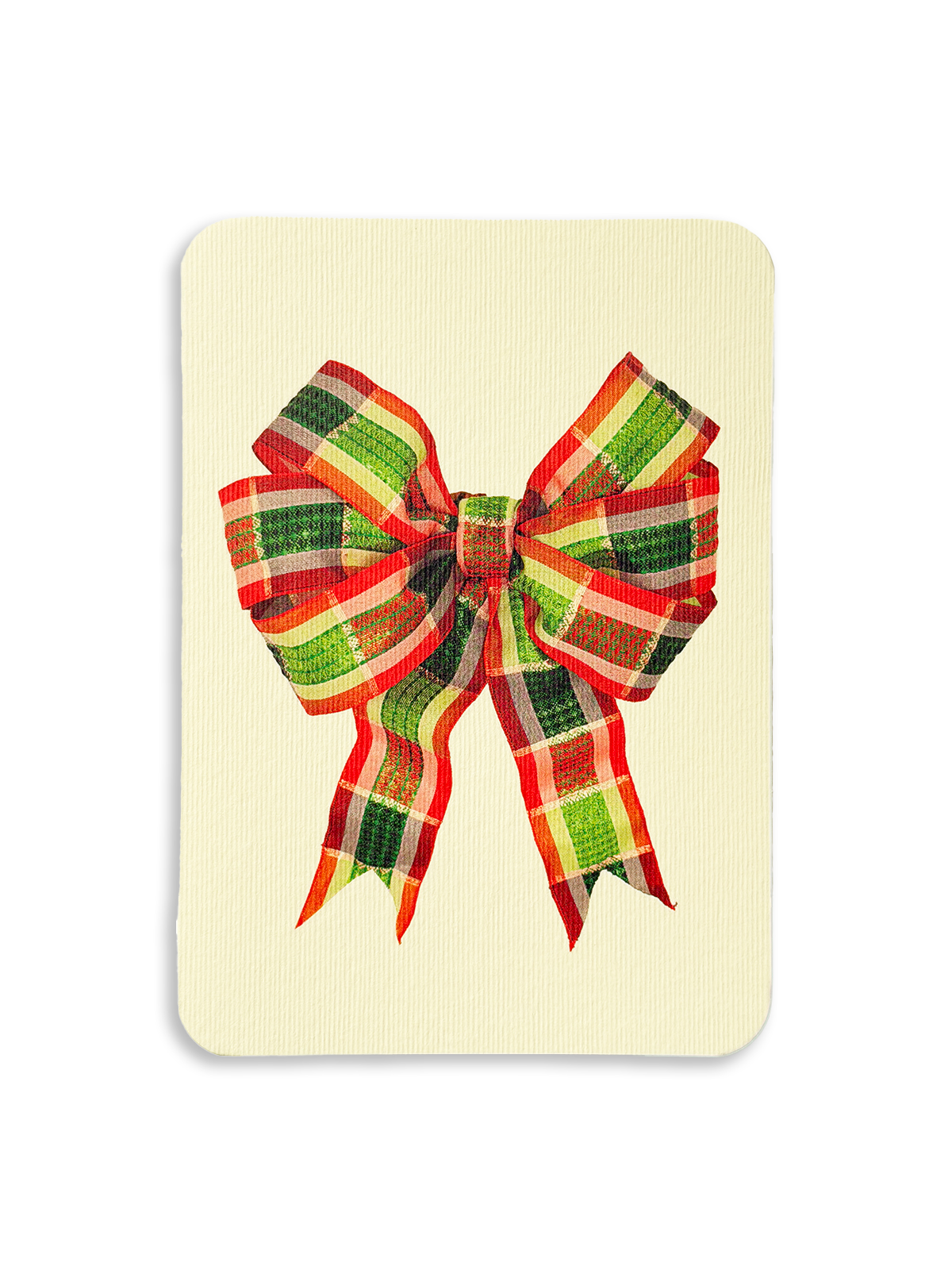 Red & Green Check Bow Greeting Card