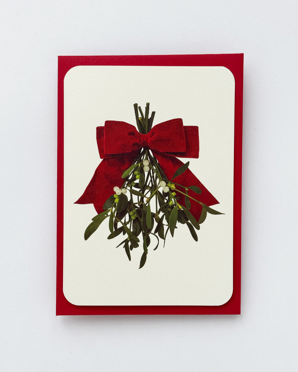 Mistletoe and Ribbon Greeting Card