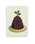Christmas Plum Pudding Red Tartan Bow Greeting Card