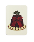 Christmas Plum Pudding Red Velvet Bow Greeting Card