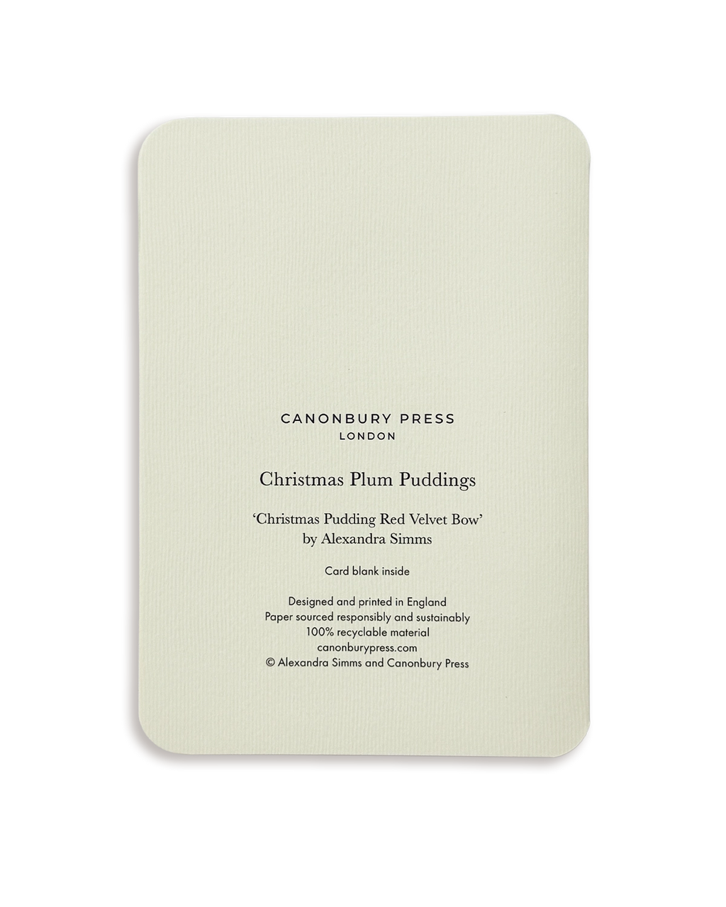 Christmas Plum Pudding Red Velvet Bow Greeting Card