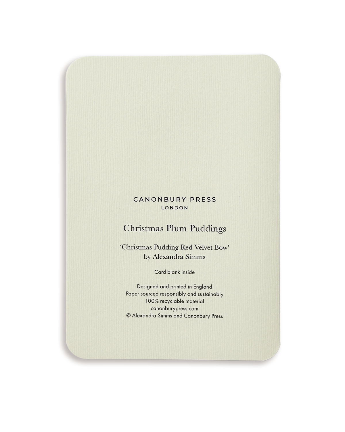 Christmas Plum Pudding Red Velvet Bow Greeting Card