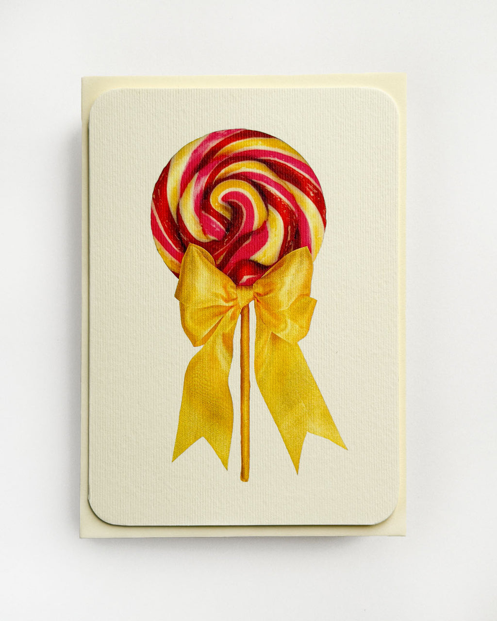 Rhubarb Custard Ribboned Lollies Greeting Card