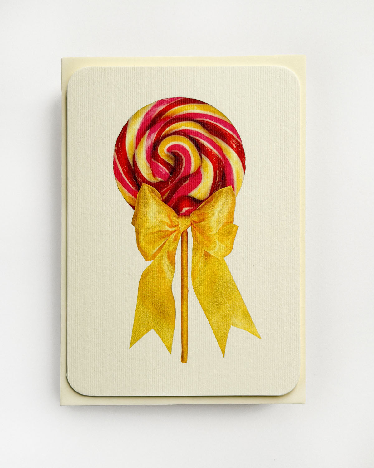 Rhubarb Custard Ribboned Lollies Greeting Card
