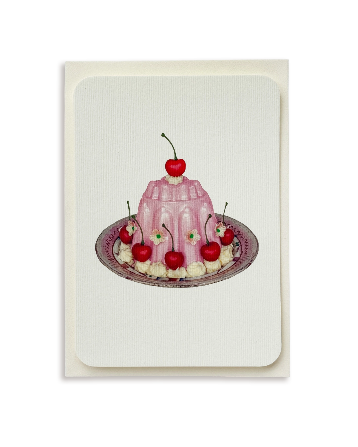 Rose Petal Cream Blancmange Greeting Card