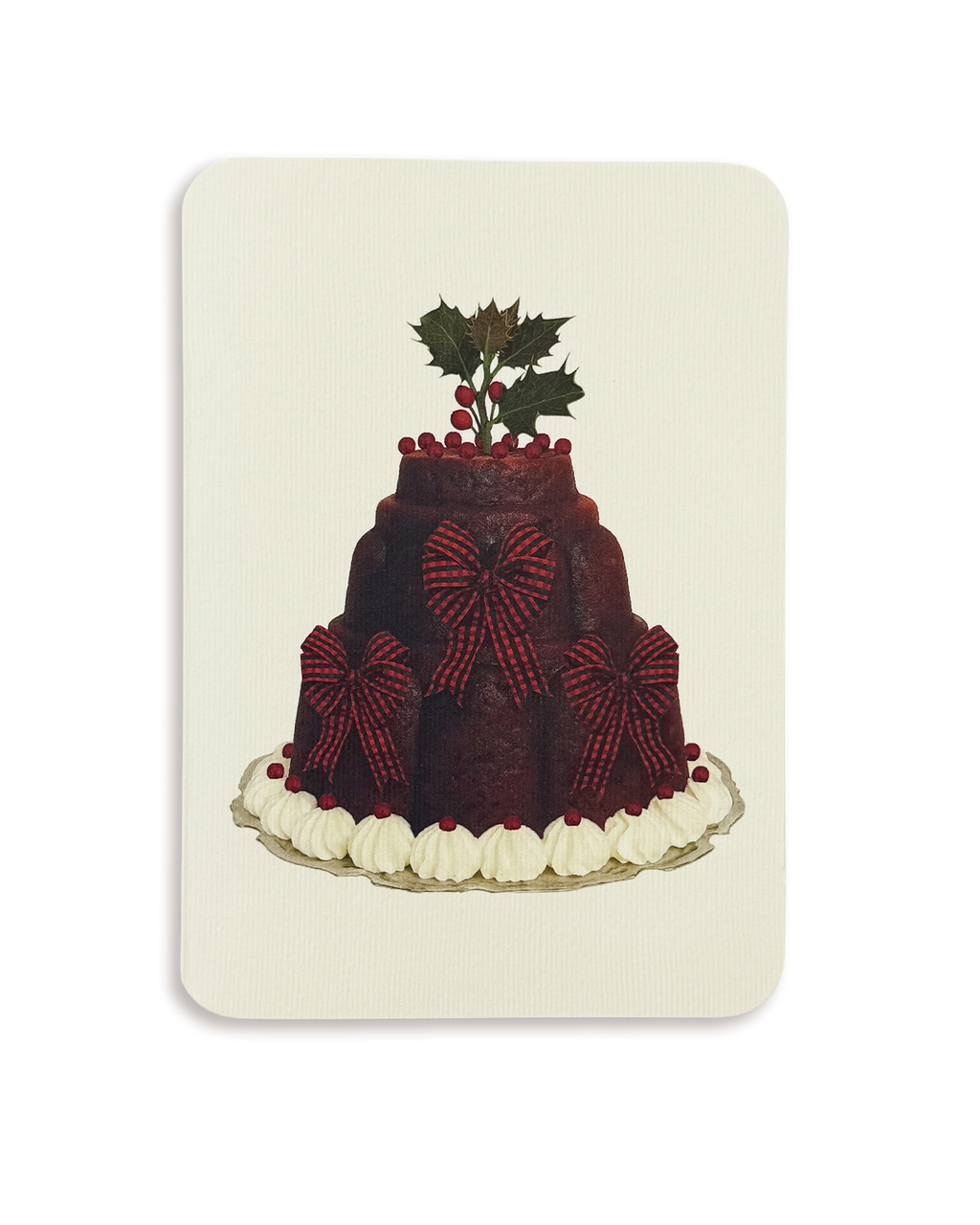 Christmas Plum Pudding Three Bows Greeting Card